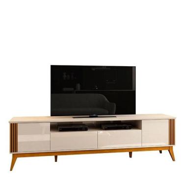 Imagem de Rack Para Sala Ripado 2.2 TV Até 75 Pol Brunt EAX Móveis Off White/Ced