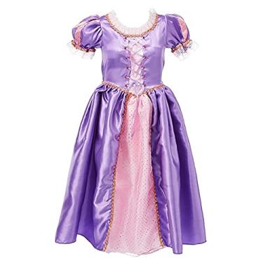 Imagem de Fantasia Rapunzel Infantil Vestido de Princesa Luxo (G 6-8)