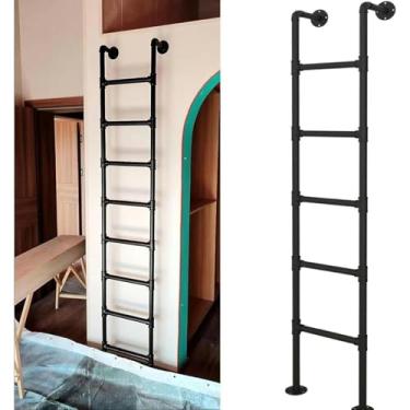 Imagem de Escada de escada, escada de saída para porão, capacidade de carga 300LBSS Escada de porão de ferro forjado, uso de escada de janela de saída para dormitório, biblioteca, beliche de trailer, deck