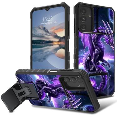 Imagem de HEAKIERG Capa de celular para Samsung Galaxy A16 5G de 6,7 polegadas com capa para câmera deslizante, proteção de camada dupla à prova de choque, capa robusta para Samsung A16 5G, dragão roxo