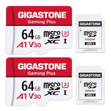 Imagem de Pacote com 2 cartões micro SD de 64 GB da GIGASTONE, Gaming Plus, cartão de memória MicroSDXC para Nintendo-Switch, smartphone, tablet Fire, gravação de vídeo UHD 4K, UHS-I U3 C10 A1 V30, até 90 MB/s