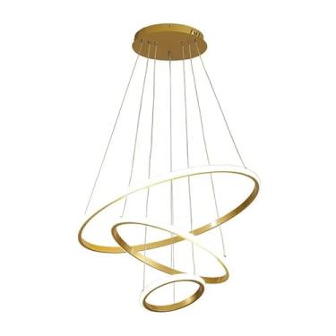 Imagem de Pendente 3 Anéis Inverse Dourado 60cm Led 58W 3 em 1 Bivolt