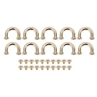 Imagem de Conectores Anel D, Ponte D Anel Fivela Liga de Zinco Ferro Galvanizado Em Forma de U Fivelas 10 Conjuntos Saco Com Manilha para Bolsas Colares (GOLD)