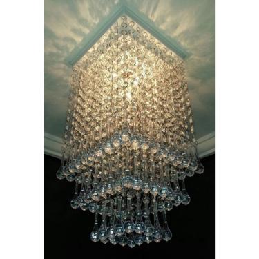 Imagem de Plafon Lustre De Cristal Acrílico Sala Escada Hall Luminária Decoração Quarto Forro pvc Gesso -Viena