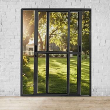 Imagem de Porta Sacada de Alumínio 2 Folhas Móveis 210 X 120cm com Fechadura Linha 25