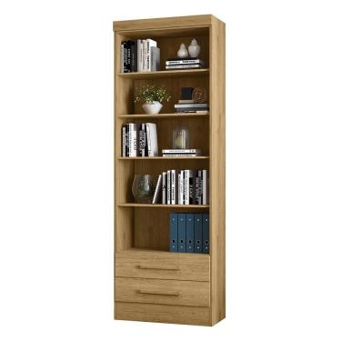Imagem de Estante Livreiro com 2 Gavetas 3420 - Qmovi Freijó