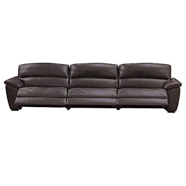 Imagem de Sofá de Couro 3 lugares Elétrico 356 cm Zion M06 Cor Marrom 492 - Amarena Móveis