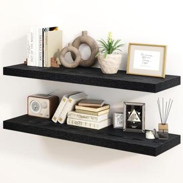 Imagem de Prateleiras flutuantes de 76 cm, prateleiras de parede flutuantes rústicas de 20 cm de profundidade, 76 x 20 prateleiras flutuantes para decoração de casa, exibição profunda e prateleiras de