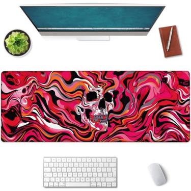 Imagem de Mounidso Mouse pad grande de caveira, mouse pad para jogos, base de borracha antiderrapante, acessórios de escritório, tapete de mesa, mousepads góticos para escola, trabalho, decoração de casa