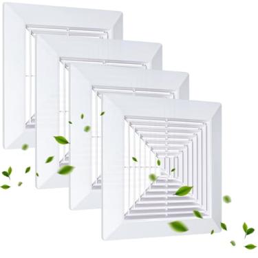 Imagem de Flowild 4 peças 12x12 capa de ventilador de banheiro com molas, grade de substituição para exaustores quadrados de teto ou parede, capa de ventilador de teto, desviador de ar, ventilador de ventilação