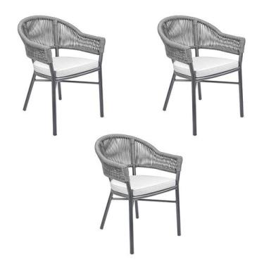 Imagem de Kit 3 Cadeiras Caraíva Base Grafite Chumbo Rivatti