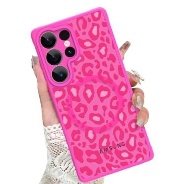 Imagem de KANGHAR Capa para Galaxy S25 Ultra Hot Pink Leopard Estampa Linda Cheetah [compatível com Magsafe] Capa magnética protetora para meninas e mulheres compatível com Samsung Galaxy S25 Ultra