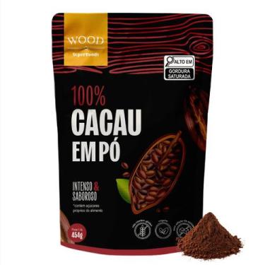 Imagem de Cacau Em Pó Alcalino Natural 100% Puro 454g Wood Superfoods