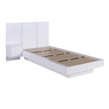 Imagem de Cama de Solteiro Suspensa com Cabeceira e Mesa de Apoio Branco MDP Zurique Art In Móveis