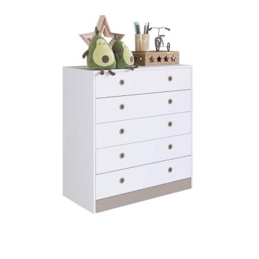 Imagem de Cômoda Infantil 5 Gavetas Branca MDP Amore Meu Fofinho Quarto Art In Móveis