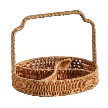 Imagem de IEUDNS Cesta de frutas tecidas divididas por servir alimentos para servir lanche que serve cesta de armazenamento de bandeja para cozinha de supermercado de