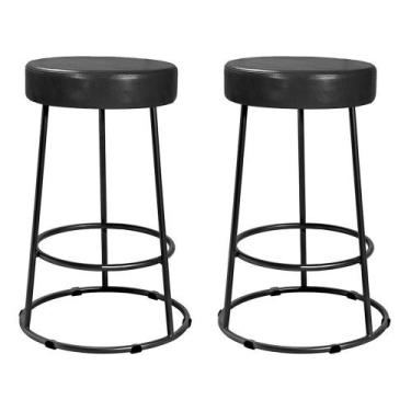 Imagem de Kit 2 Banquetas Roma 70cm material sintético - Salaone, Preto