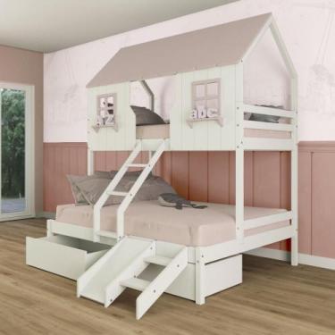 Imagem de Beliche Casal/ Solteiro Casinha Encantada com 02 Gavetas Kit Escada/ E