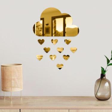 Imagem de Espelho Decorativo Chuva De Amor Dourado - Inove Papéis de Parede