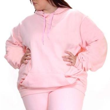 Imagem de Blusa Feminina Plus Size Moletom Canguru Grande Com Capuz Liso Cor:;Tamanho:G5;Gênero:Feminino-Feminino