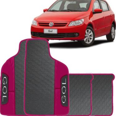 Imagem de Lindo jogo tapete 4 peças carro automotivo  na cor rosa volkswagen gol