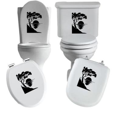 Imagem de Adesivo paisagem 1 vaso sanitário privada caixa acoplada descarga azul