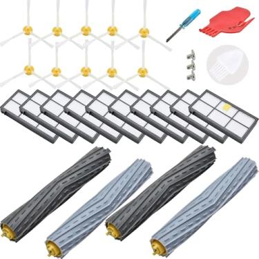 Imagem de LOVECO Kit de acessórios de substituição compatível com iRobot Roomba série 800 850 860 861 864 866 870 871 880 890 891 900 séries 960 961 980 981 985,10 filtro, 10 escovas laterais, 2 emaranhados