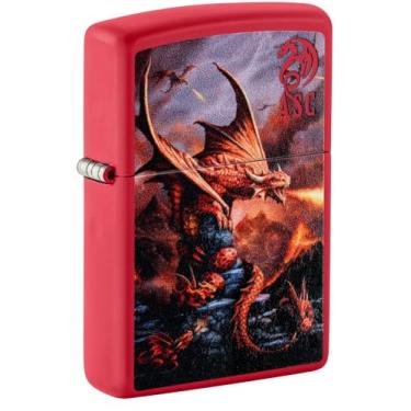 Imagem de Zippo Isqueiro de bolso Anne Stokes Fire Dragon Design vermelho fosco