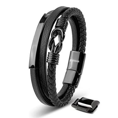 Imagem de SERASAR Pulseira masculina de couro premium | Fecho magnético de aço inoxidável | Três cores | Caixa de joias incluída, 23cm, Couro, Sem Pedra Preciosa
