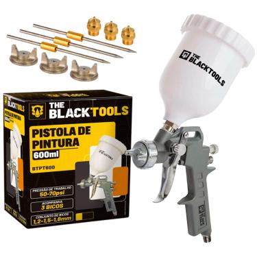 Imagem de Pistola Pintura Gravidade 600ml 3 Bicos 1.2 1.5 1.8 Btpt600 Profissional The Black Tools