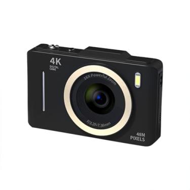 Imagem de Câmera digital 4K, 4800 W pixels, tela HD de 2,8 polegadas, zoom digital 16x, foco automático AF, flash embutido, vem com filtro de beleza para câmera digital infantil (preto)
