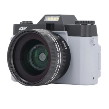Imagem de Câmeras digitais para fotografia, câmera vlogging de 48 MP com zoom digital de 16x, tela flip de 7,6 cm e 180 graus, câmera de viagem compacta antivibração com foco automático (cinza), Cinza