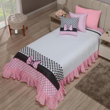 Imagem de Kit Colcha Cobre Leito Com Babado Solteiro Princesa 04 Peças - Top Cas