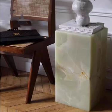 Imagem de Mesa de canto em cubo feita à mão de mármore natural para sala de estar, quarto, banheiro para uso interno e externo A-30 * 30 * 80cm