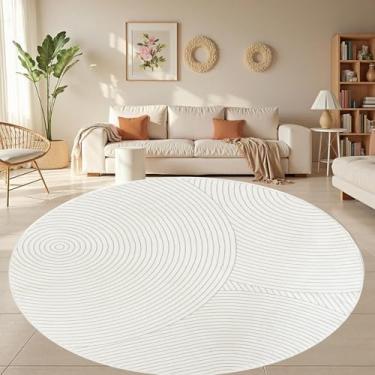 Imagem de Lacomfy Tapete de área de linha redonda, 1,8 m, moderno, para sala de estar, antiderrapante, macio, chique, tapete infantil, lavável, abstrato, circular, tapete para quarto, jantar, escritório