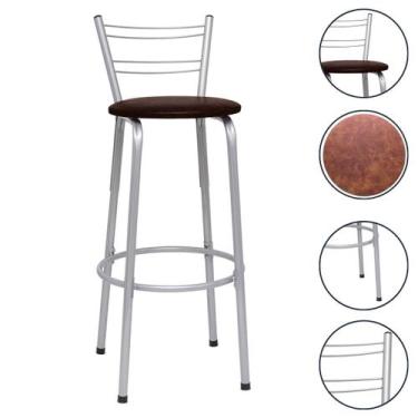 Imagem de Cadeira Alta Flórida Encosto Aramado 70Cm Cozinha Varanda Estrutura Pr