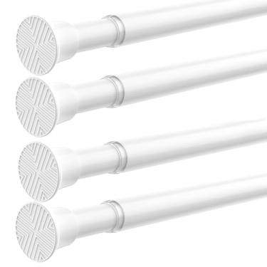 Imagem de SISELBA Pacote com 4 varões de cortina brancos de mola para janelas de 58 a 116 cm, hastes de cortina de tensão de pressão ajustáveis, sem perfuração, haste de tensão pequena para porta de armário e