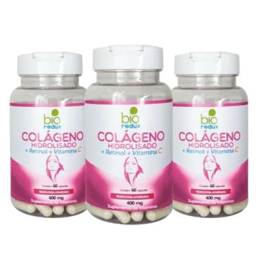 Imagem de Kit 3 Bio Redux - Colágeno Hidrolisado (+ Retinol + Vitamina C) 60 Cápsulas