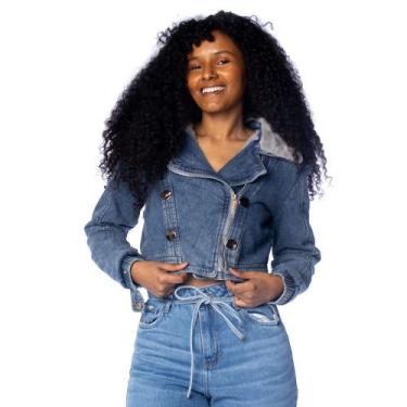 Imagem de Jaqueta Jeans Feminina Blue Rose Gola Peluciada Azul Claro - SEA SURF,