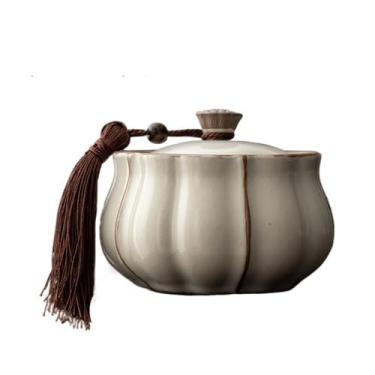 Imagem de Lata de chá Lata de chá de cerâmica doméstica estilo chinês antigo para armazenamento de chá, café, ervas, açúcar e especiarias Caixa de chá