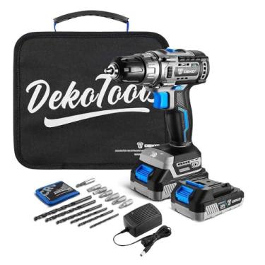 Imagem de Parafusadeira Furadeira Brushless 3/8" Polegadas 2 Baterias 20V 1.5Ah com Carregador Bivolt Maleta e Acessórios - Deko