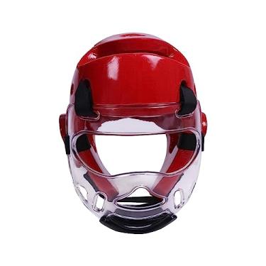 Imagem de Zxpjkyu Capacete de Caratê, Equipamento de Proteção, Máscara Removível com Rosto, Capacete de Boxe, Taekwondo, Equipamento de Cabeça para Boxe, Sparring, Muay, S vermelho
