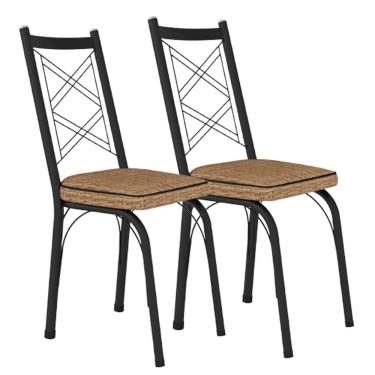 Imagem de Kit 2 Cadeiras Aço Carbono Tubular Metálica Acabamento Fosco D-28 Julia