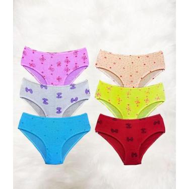 Imagem de Kit 6 Calcinhas Algodão Infantil Meninas Crianças Básicas - PINK LOUNG