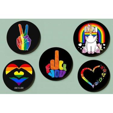 Imagem de Bottons LGBT LGBTQIA+ Pride 5 Unidades 4,4cm - broche button pin (Kit 1)