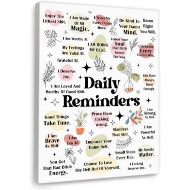 Imagem de YEOION Arte de parede diária para decoração de parede de escritório, citações positivas, decoração de parede para sala de aula e escola