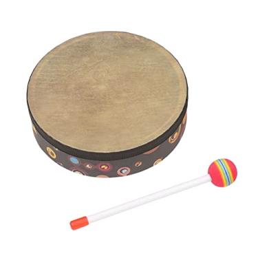 Imagem de WALFRONT Pet Drumhead para Crianças Instrumento de Percussão de Mão Com Baqueta de Som Adequada para Os Amantes Bateria Tocam Com Mãos ou Tambor (8in)