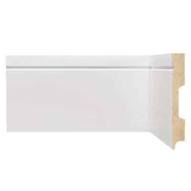 Imagem de Kit Rodapé de MDF 15 Barras Frisadas de 12cm x 2,40m Rende 36 Metros Moldufama Branco