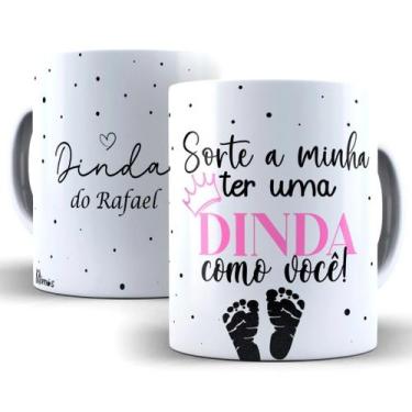 Imagem de Caneca Convite Padrinhos De Batismo Dinda e Dindo Personalizada Com No