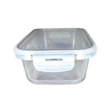 Imagem de Pote de Vidro Hermético com Tampa, 640ml, 17 x 12 x 6,5cm, 4 Travas, para Micro-ondas e Freezer